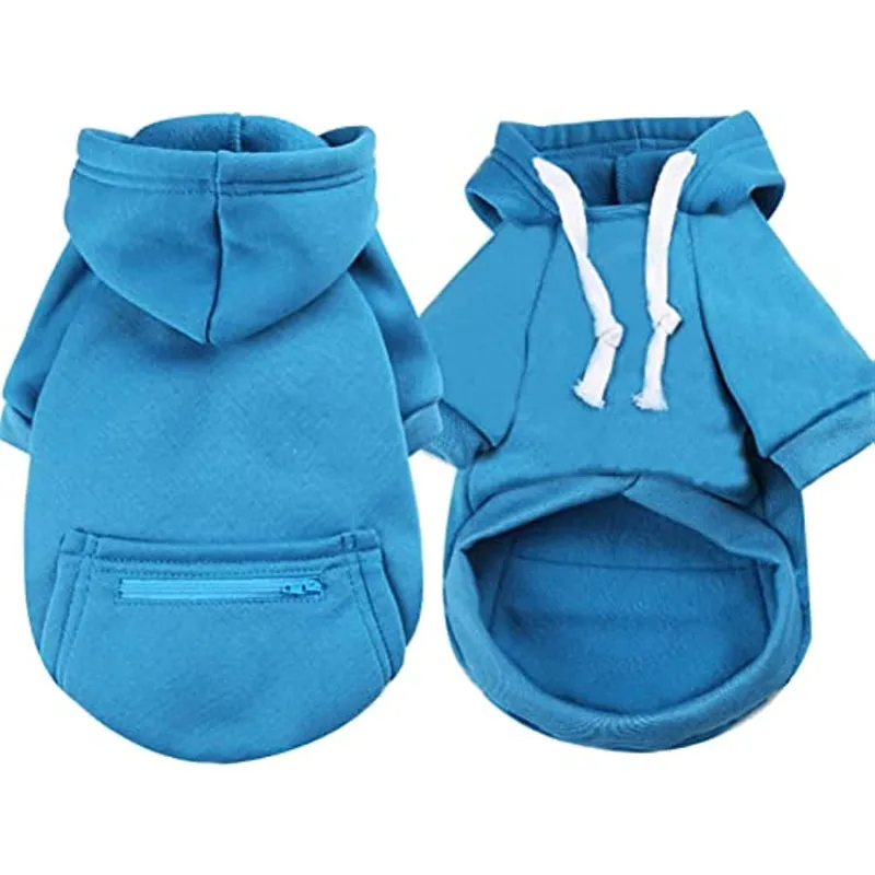 Pet Dog Hoodie Sweater Black Warm Soft Fleece Sweatshirts With Pocket