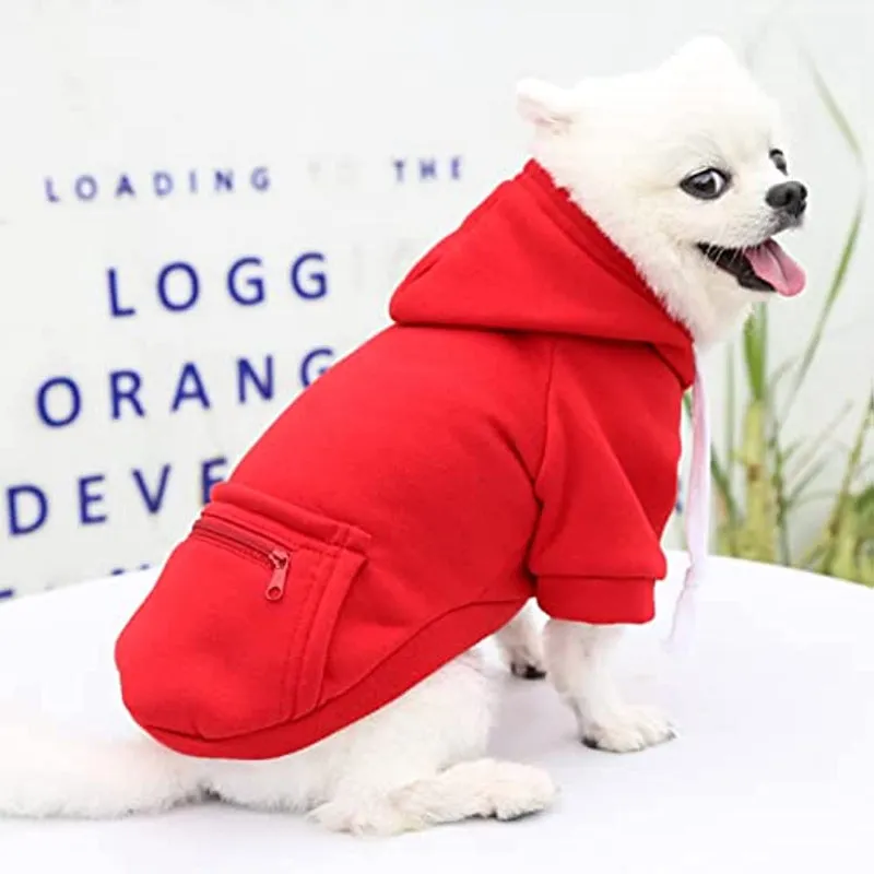 Pet Dog Hoodie Sweater Black Warm Soft Fleece Sweatshirts With Pocket