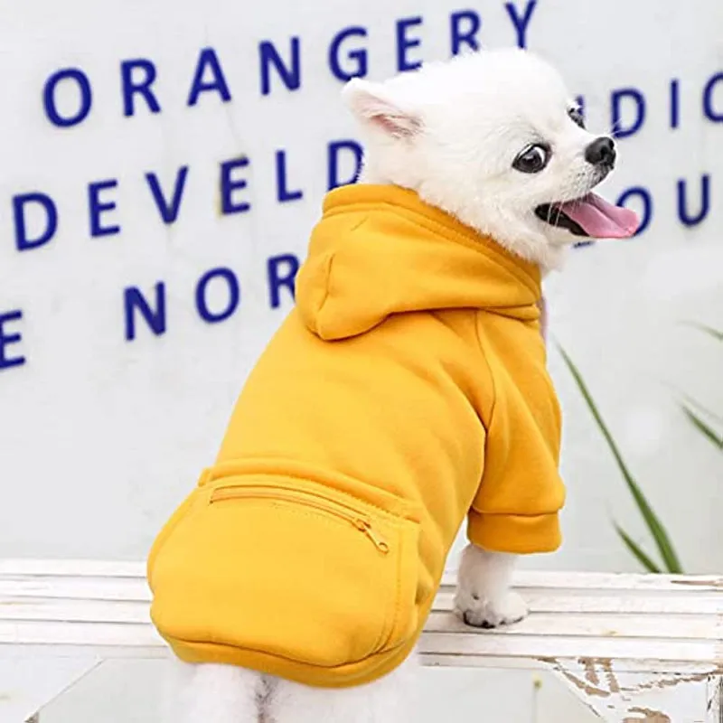 Pet Dog Hoodie Sweater Black Warm Soft Fleece Sweatshirts With Pocket
