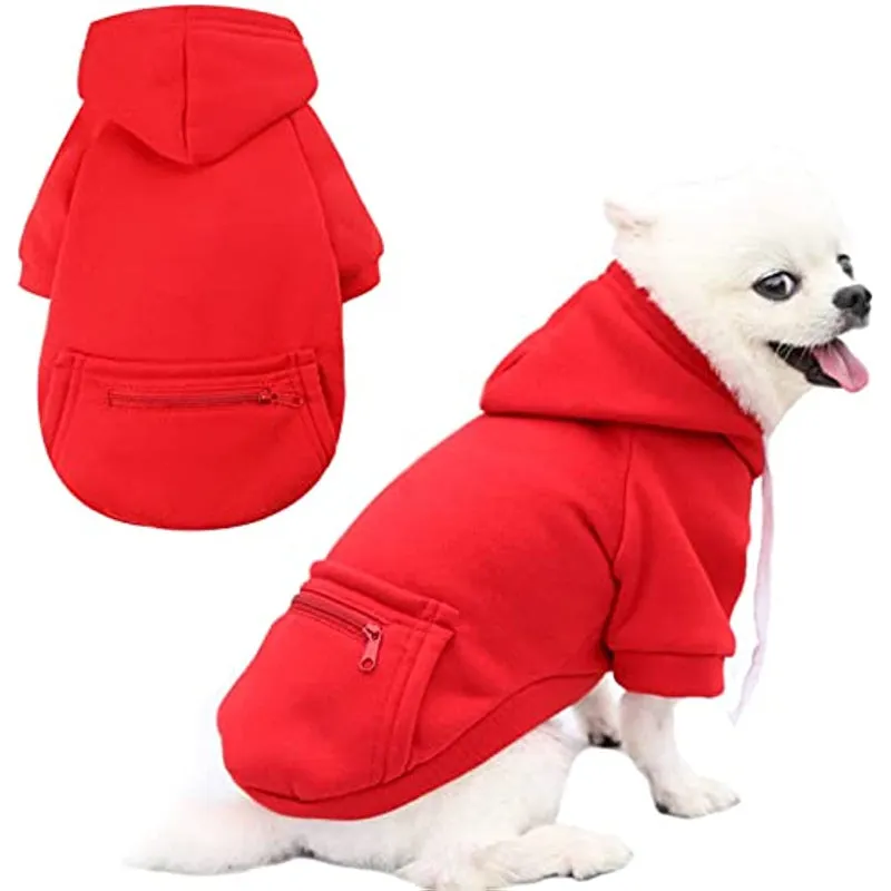 Pet Dog Hoodie Sweater Black Warm Soft Fleece Sweatshirts With Pocket