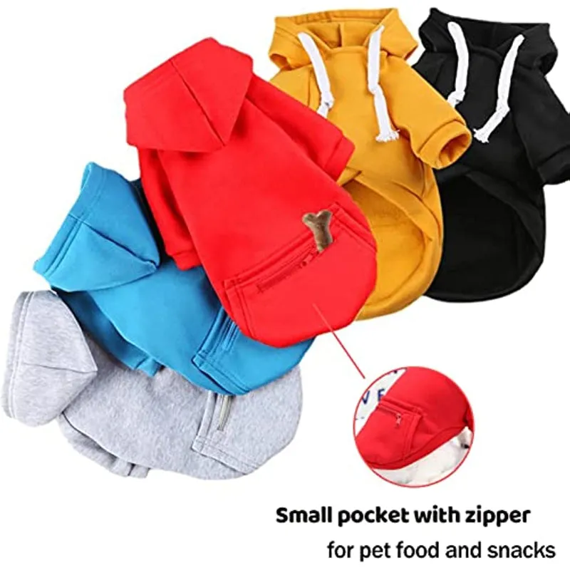 Pet Dog Hoodie Sweater Black Warm Soft Fleece Sweatshirts With Pocket