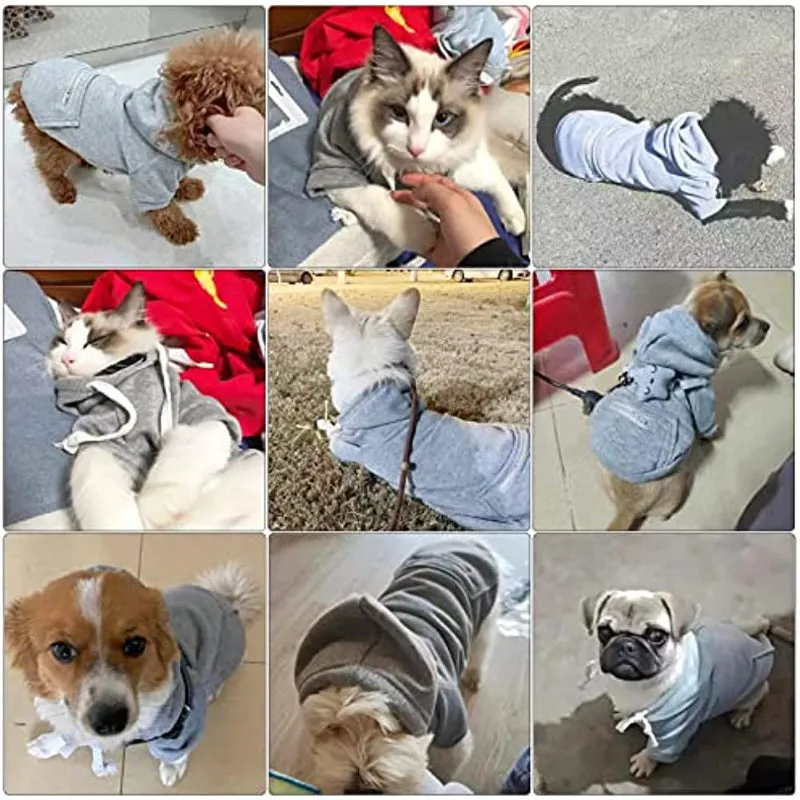 Pet Dog Hoodie Sweater Black Warm Soft Fleece Sweatshirts With Pocket