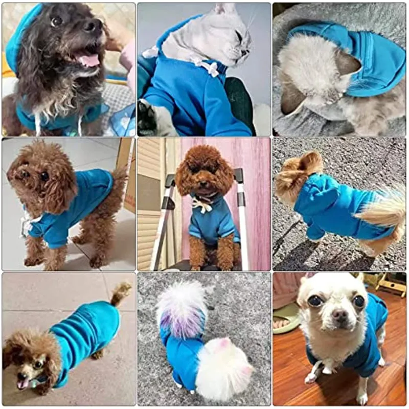 Pet Dog Hoodie Sweater Black Warm Soft Fleece Sweatshirts With Pocket