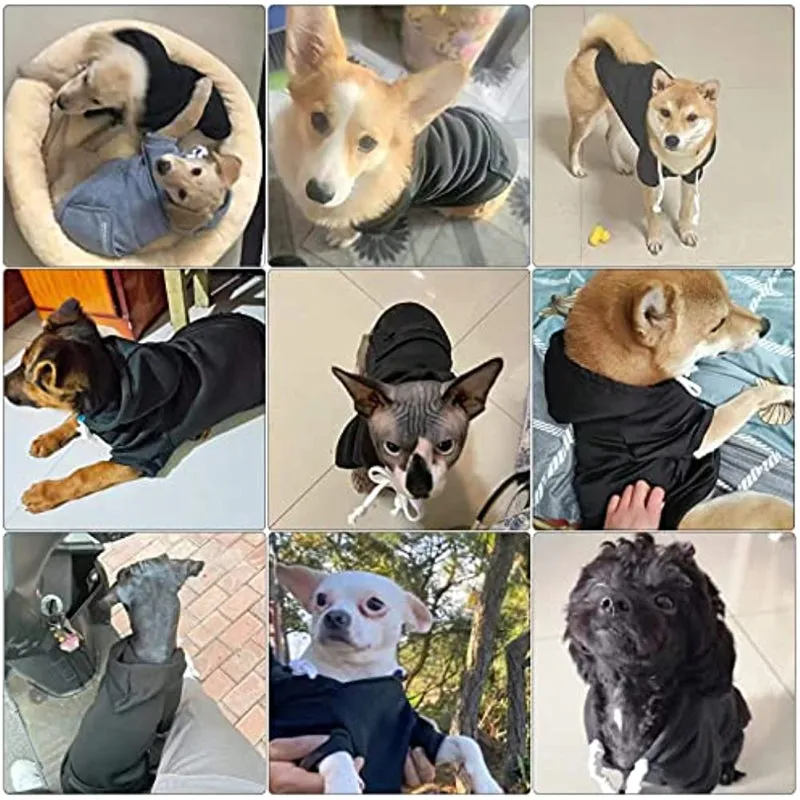 Pet Dog Hoodie Sweater Black Warm Soft Fleece Sweatshirts With Pocket