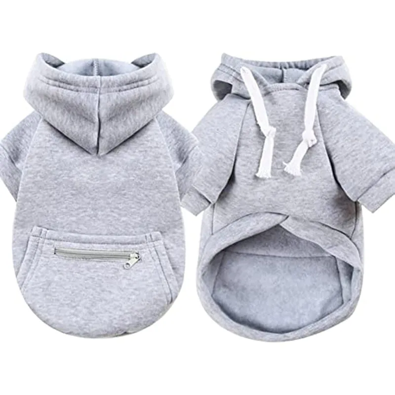 Pet Dog Hoodie Sweater Black Warm Soft Fleece Sweatshirts With Pocket