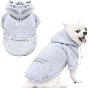 Pet Dog Hoodie Sweater Black Warm Soft Fleece Sweatshirts With Pocket