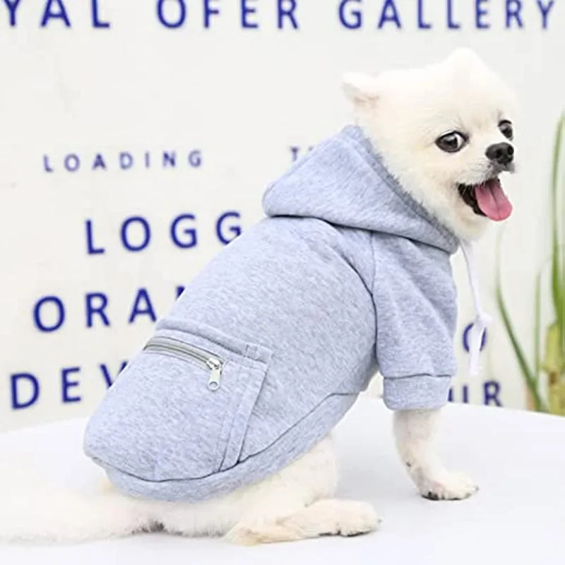 Pet Dog Hoodie Sweater Black Warm Soft Fleece Sweatshirts With Pocket