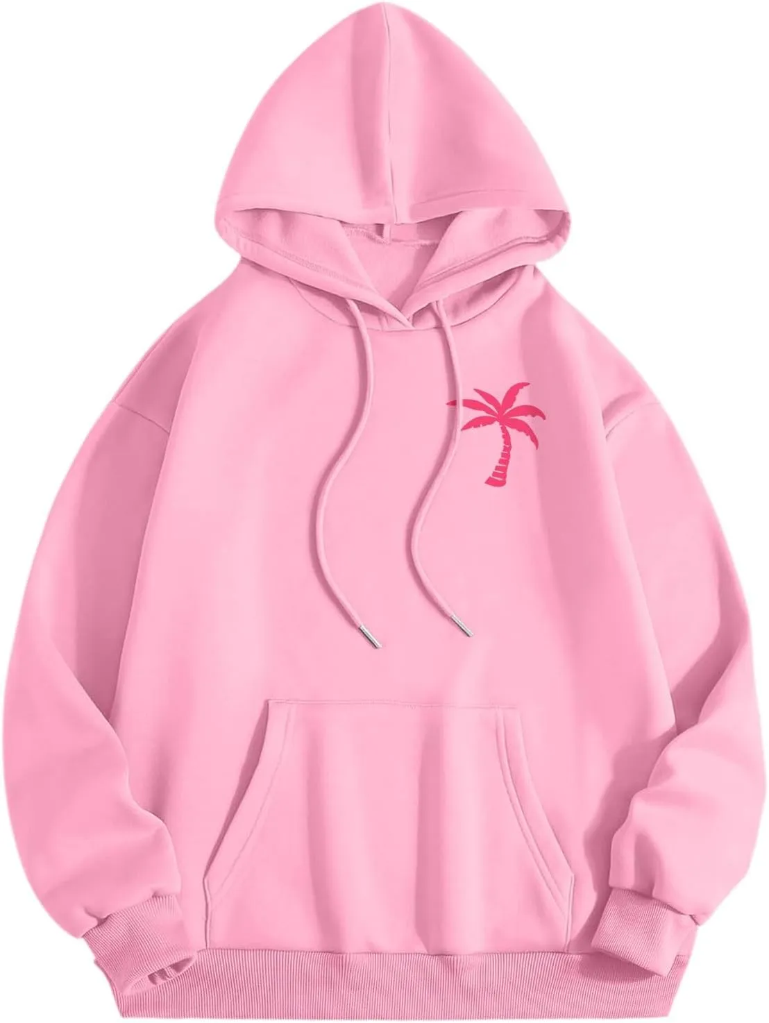 Pink Puff Hoodies Sweatshirt For Women Oversized Fall Graphic Long Sleeve Hoodies Casual Y2K Pullover With Pockets