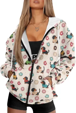 Poceacles Womens Full Zip Hoodies Tops Jacket Coat Hooded Sweatshirts Oversized Long Sleeve Outwear Hooded Tops Fall Clothes