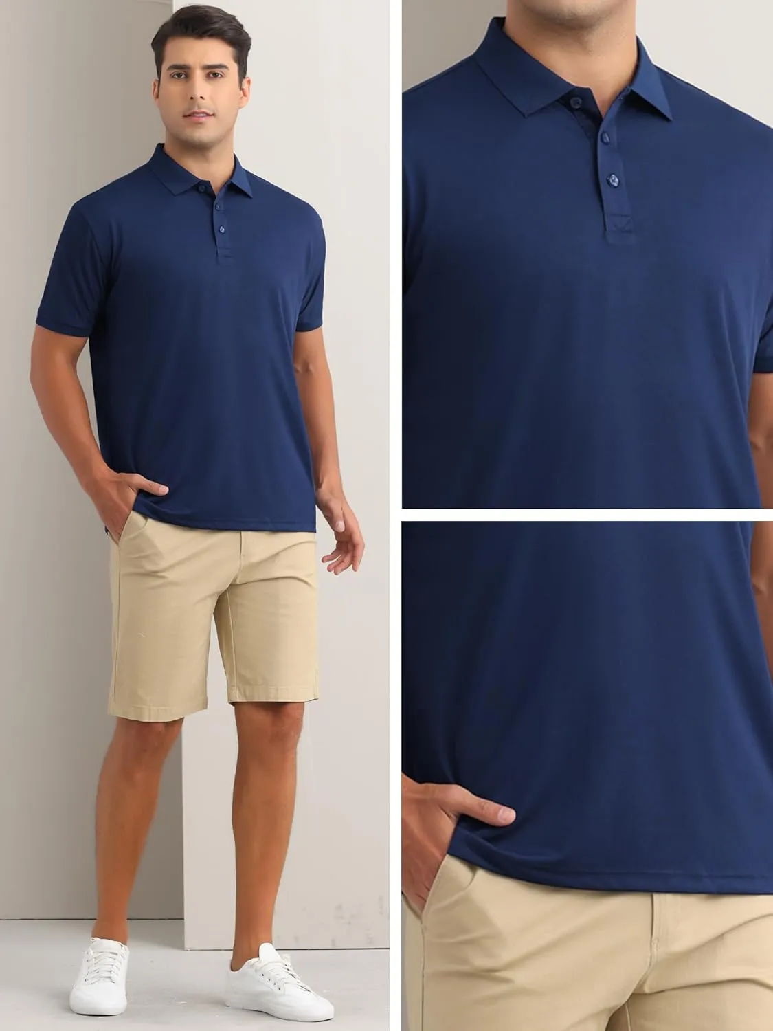 Polo Shirts Short Sleeve Polo Tees Slim Fit Solid Stretch Golf Shirt