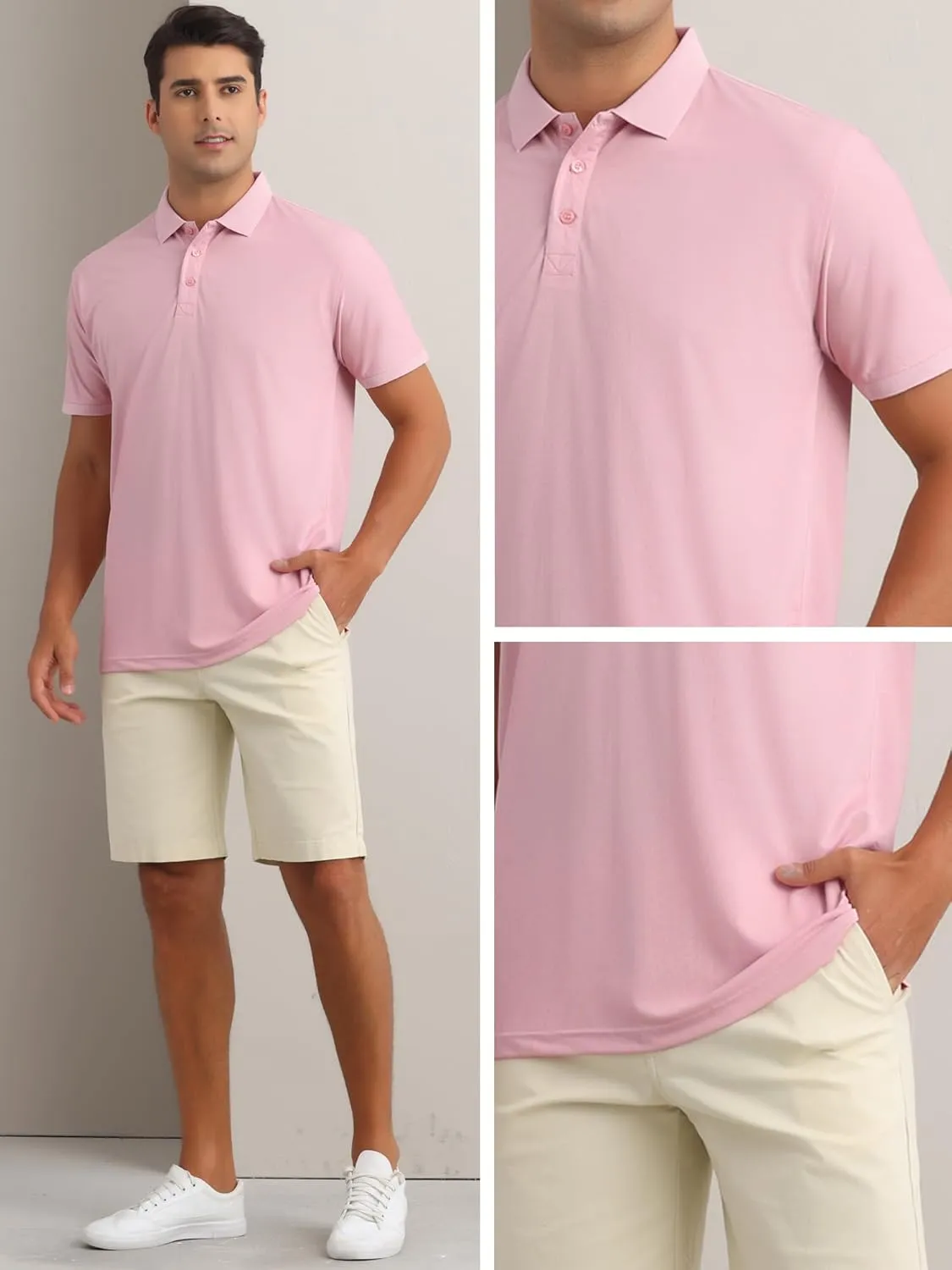 Polo Shirts Short Sleeve Polo Tees Slim Fit Solid Stretch Golf Shirt