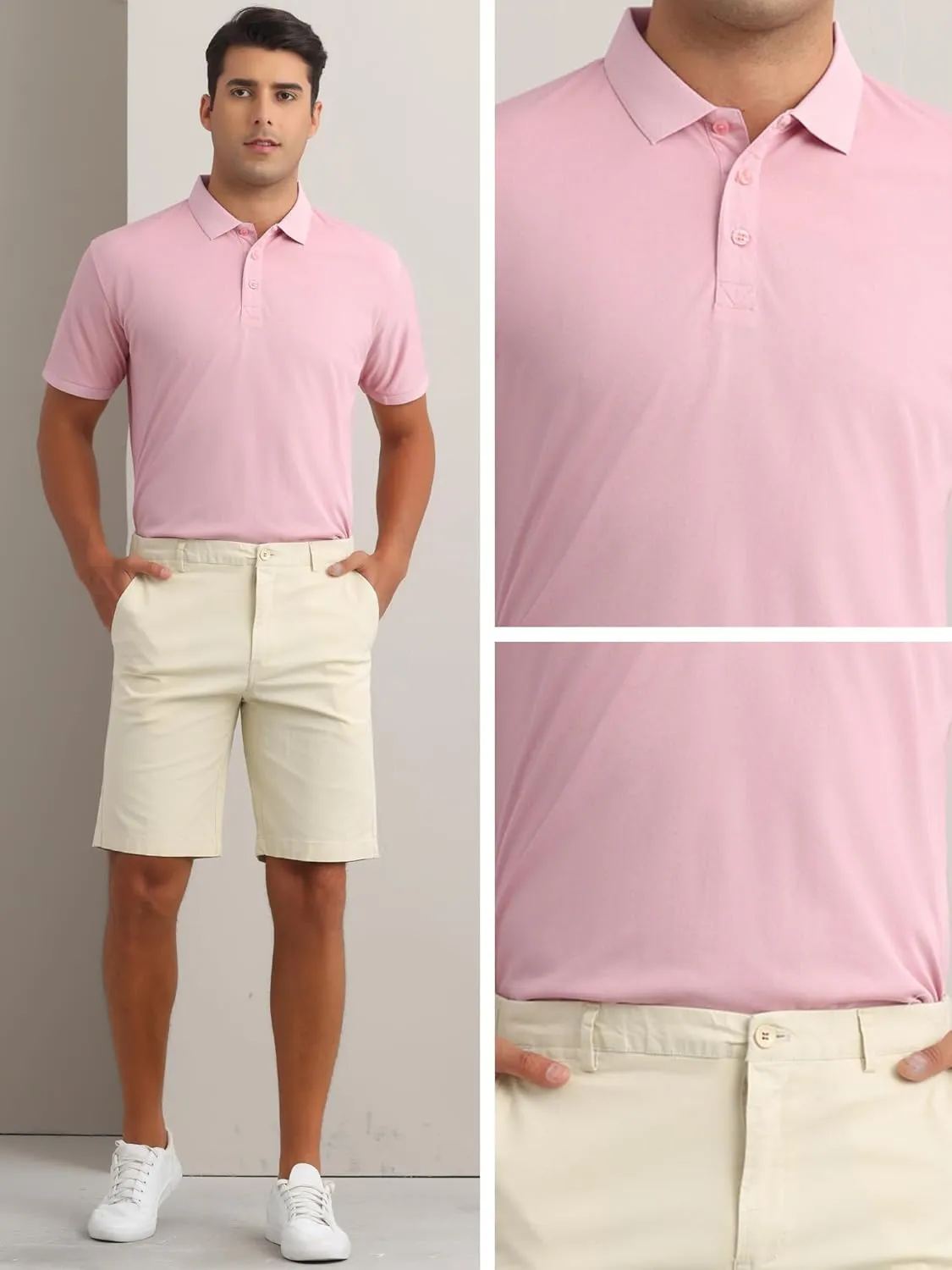 Polo Shirts Short Sleeve Polo Tees Slim Fit Solid Stretch Golf Shirt