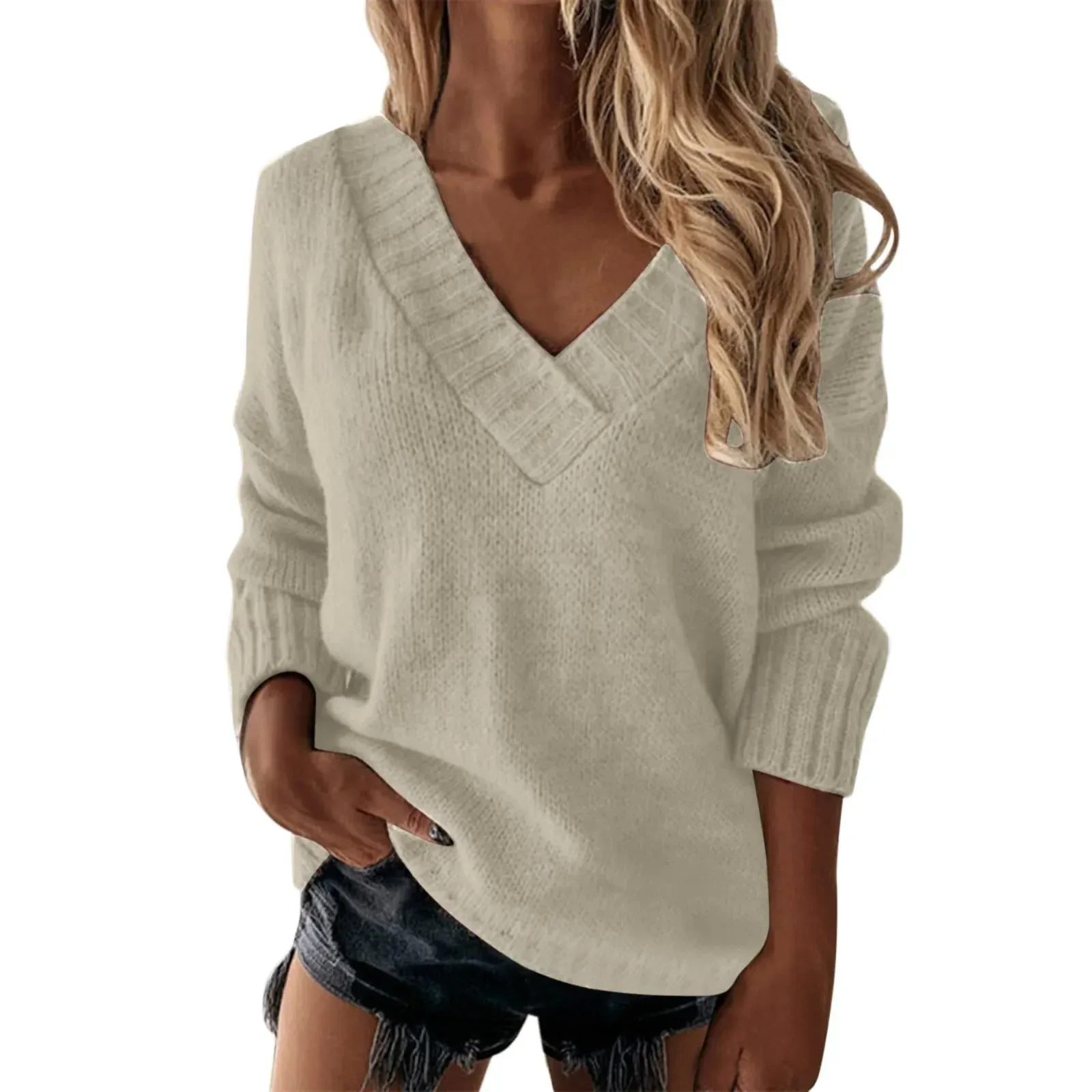 Pullovers Women Sweaters Pure Color New 2021 Autumn Winters v-neck Female Long Sleeve Turtleneck Sweaters Women Fashion YXZ6055