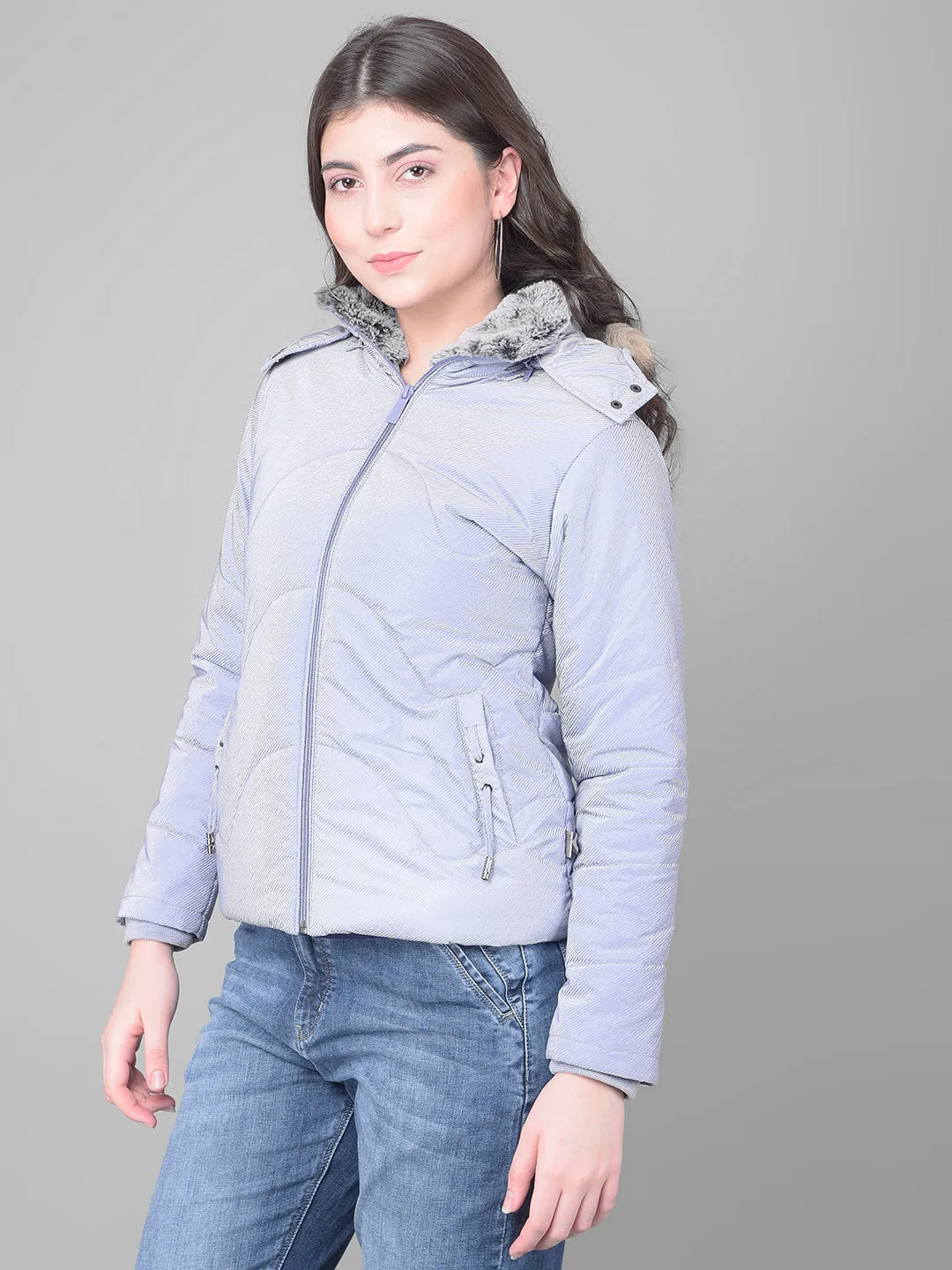 Purple Hooded Puffer Jacket