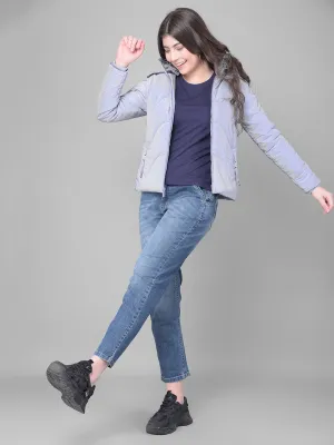 Purple Hooded Puffer Jacket