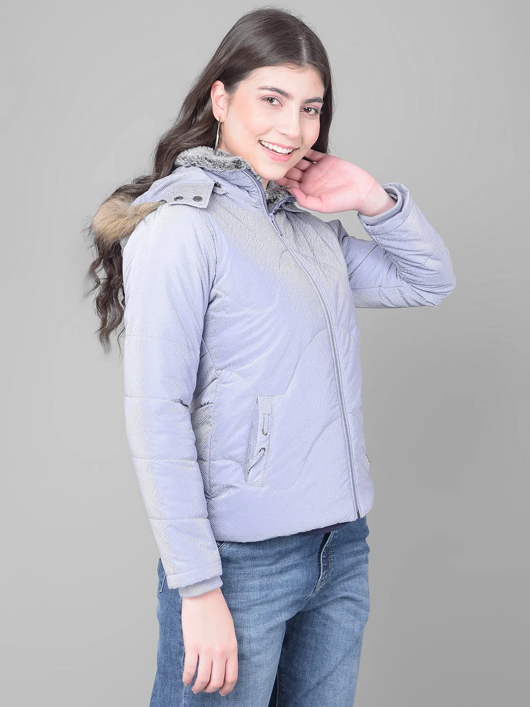 Purple Hooded Puffer Jacket