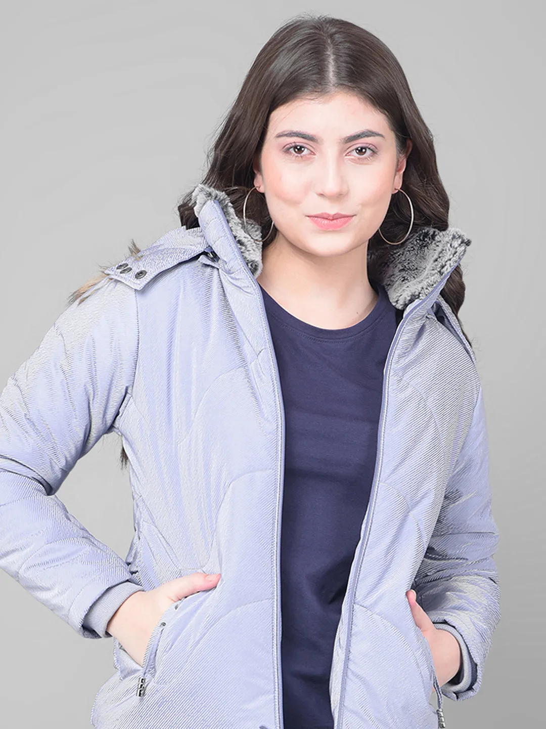 Purple Hooded Puffer Jacket