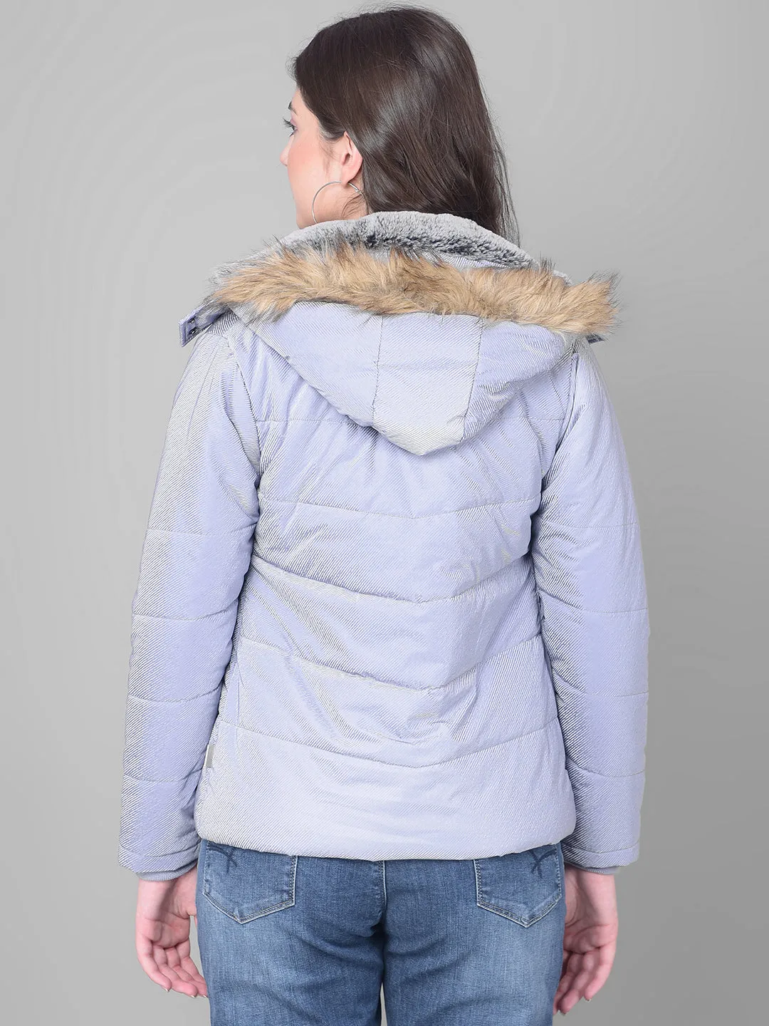 Purple Hooded Puffer Jacket