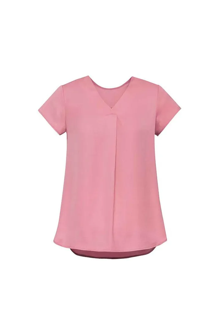 RB967LS - Biz Corporates - Kayla Womens V-neck Pleat Blouse