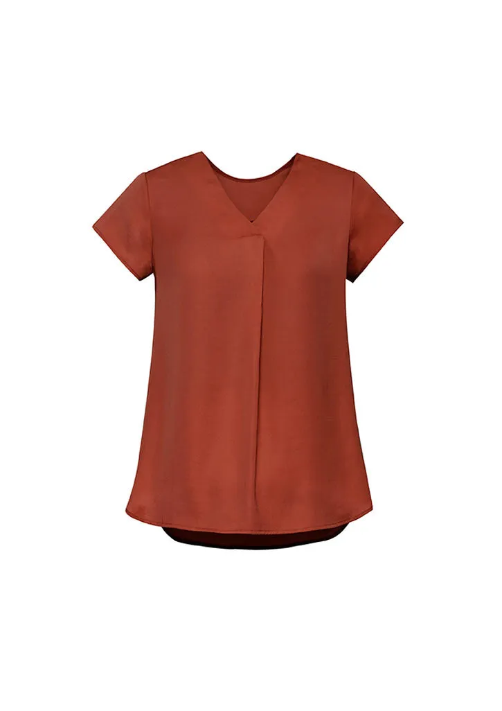 RB967LS - Biz Corporates - Kayla Womens V-neck Pleat Blouse