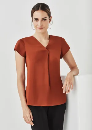 RB967LS - Biz Corporates - Kayla Womens V-neck Pleat Blouse