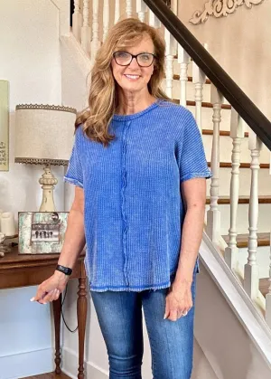 Rebecca Baby Waffle Top - Classic Blue