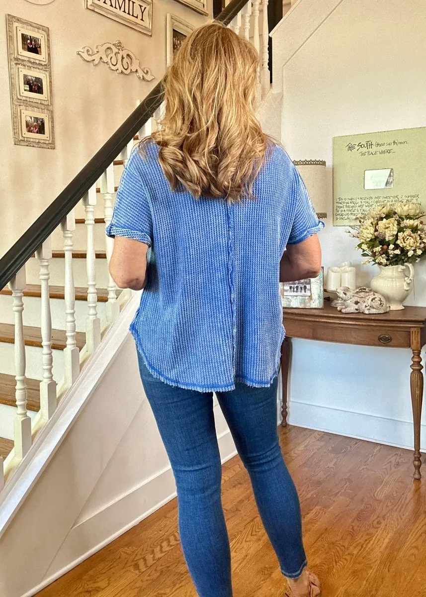 Rebecca Baby Waffle Top - Classic Blue