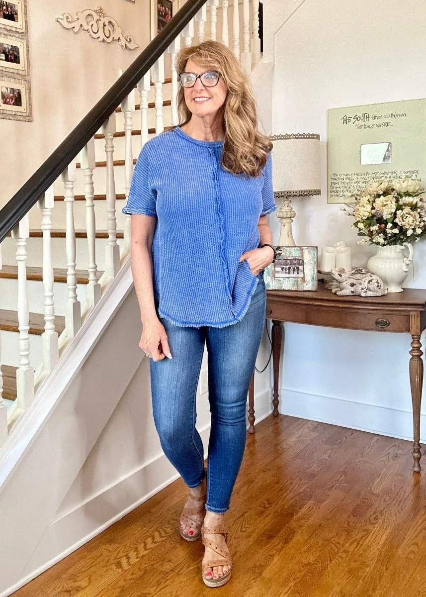 Rebecca Baby Waffle Top - Classic Blue
