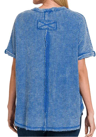 Rebecca Baby Waffle Top - Classic Blue