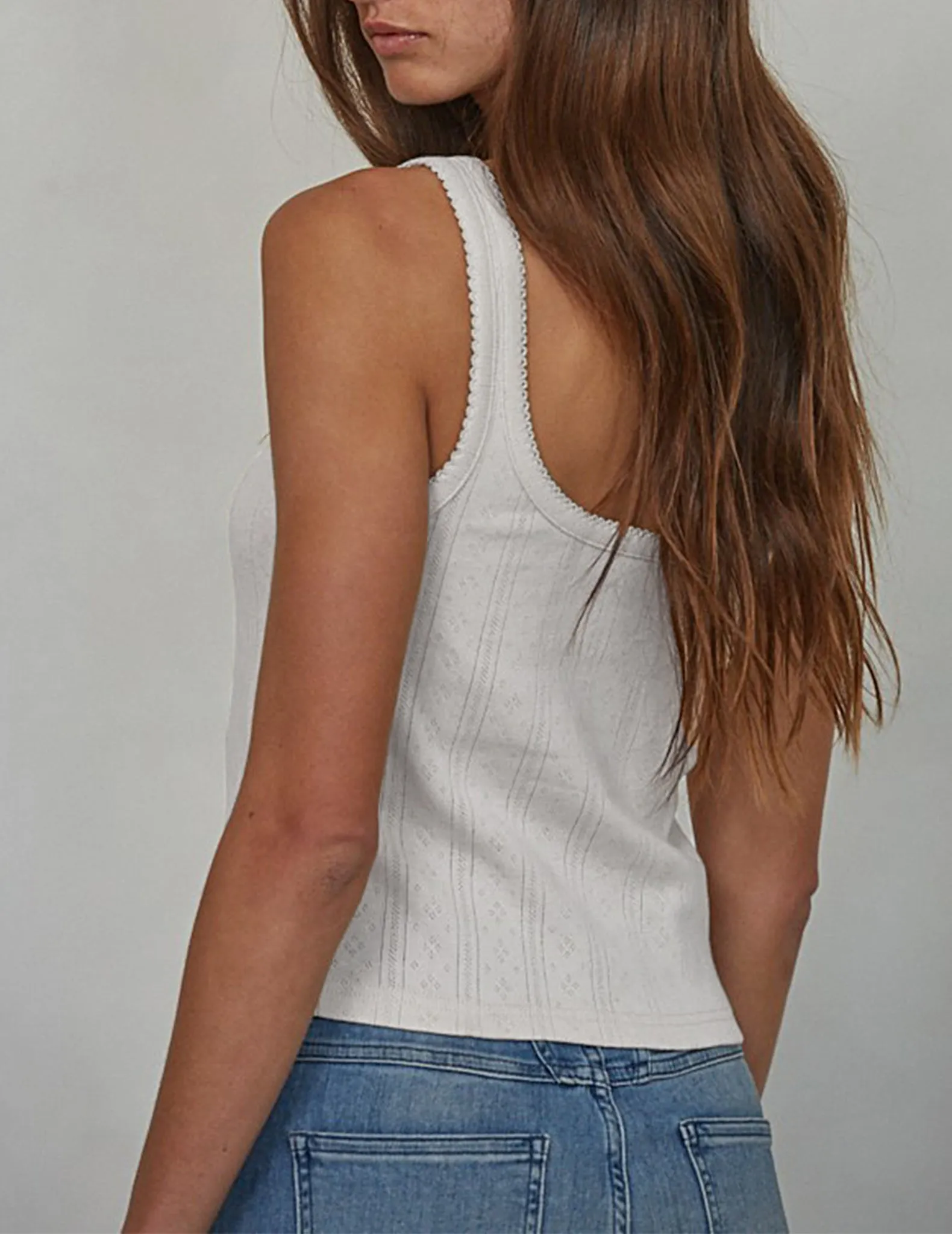 Selene Pointelle Buttoned Tank Top
