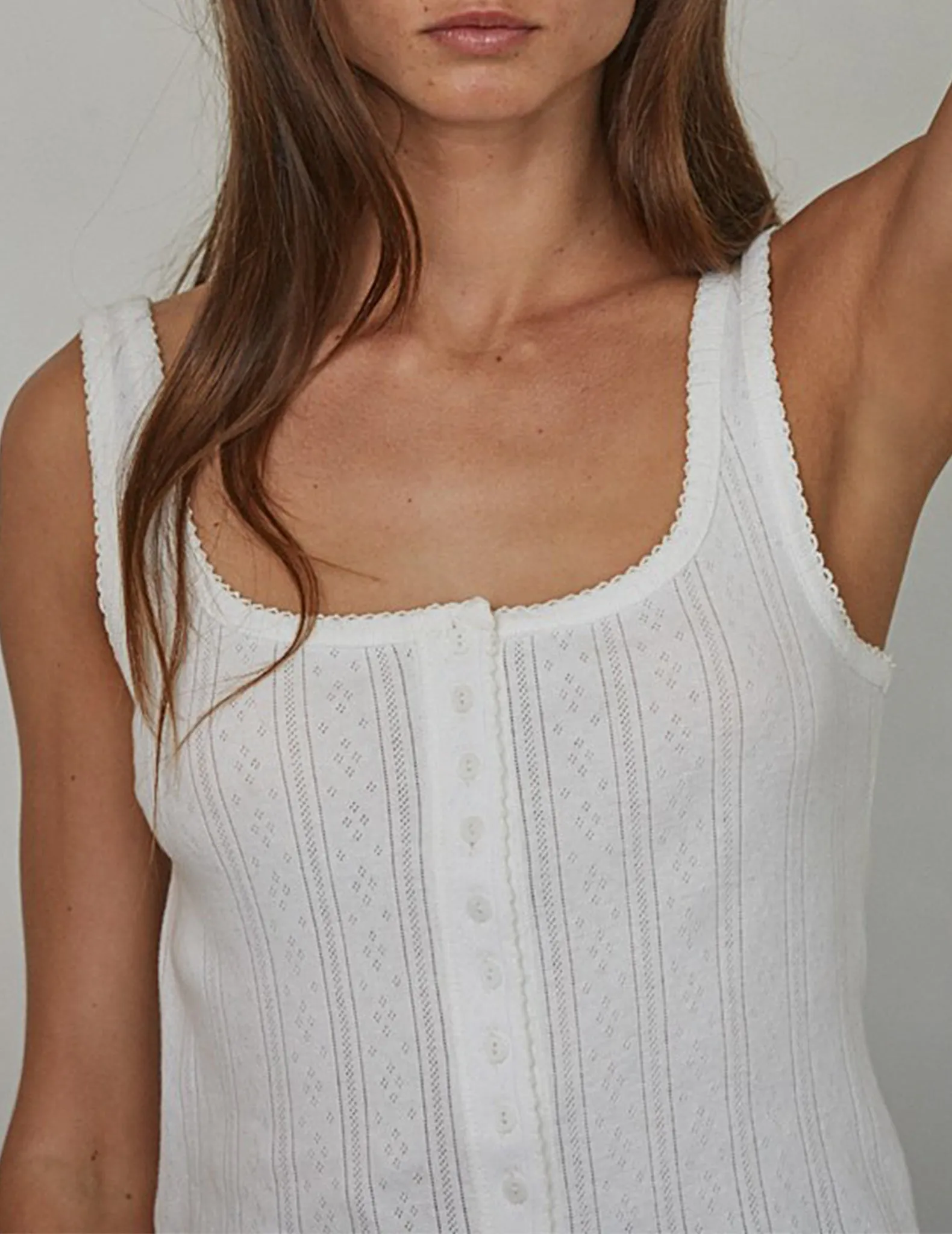Selene Pointelle Buttoned Tank Top