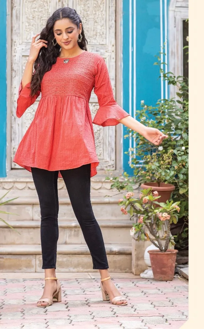 Short schifli kurti tops