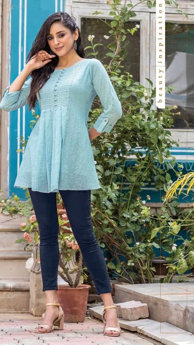 Short schifli kurti tops