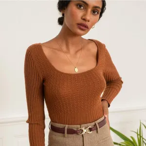 SLIM RIB U NECK SWEATER