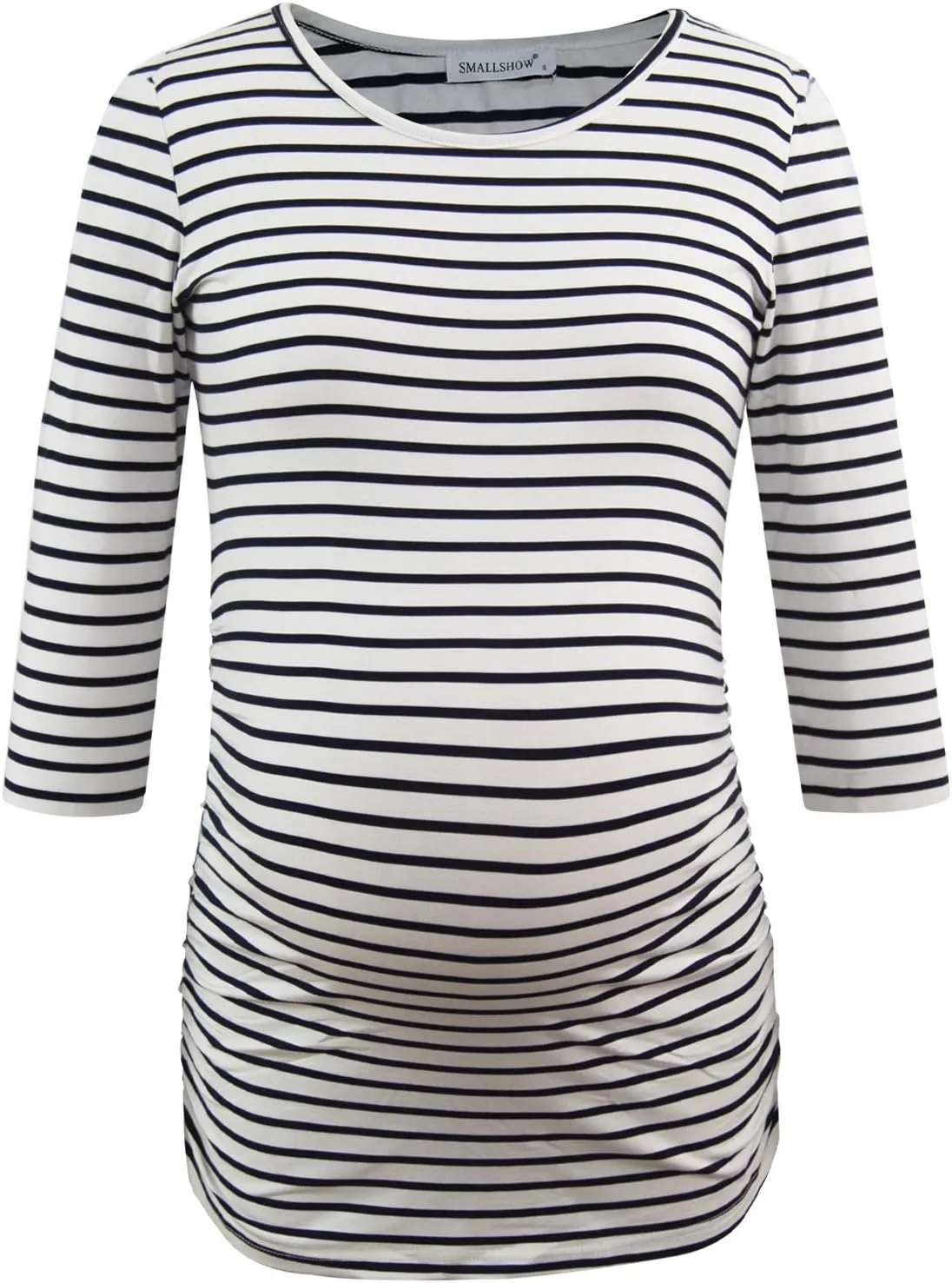 Smallshow Women's Maternity Tops 3/4 Sleeve Tunic Pregnancy Clothes Shirt 3-Pack
