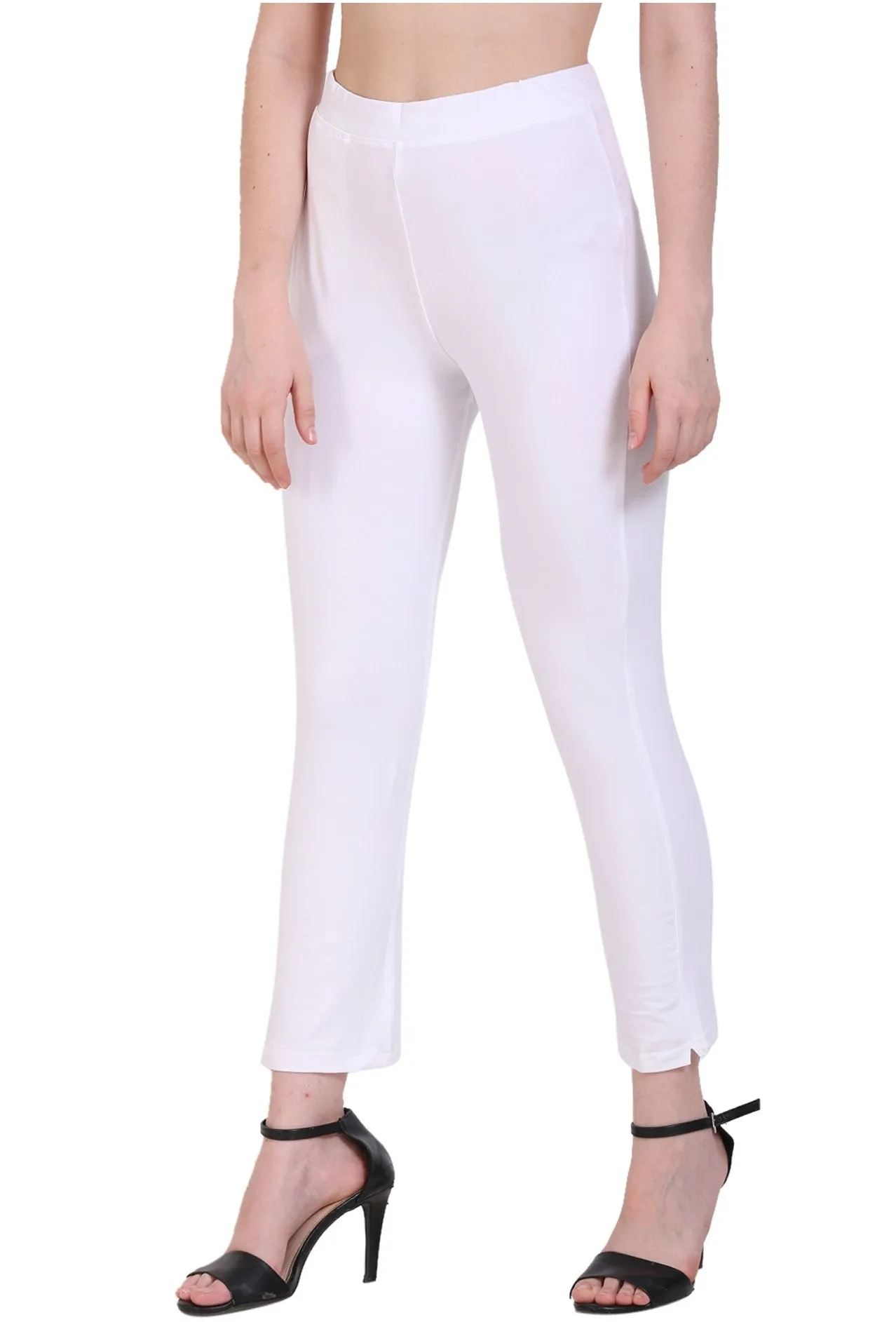 Sona Women's/Girl's International Soft  Cotton Regular Fit Straight Pants/Trouser-White