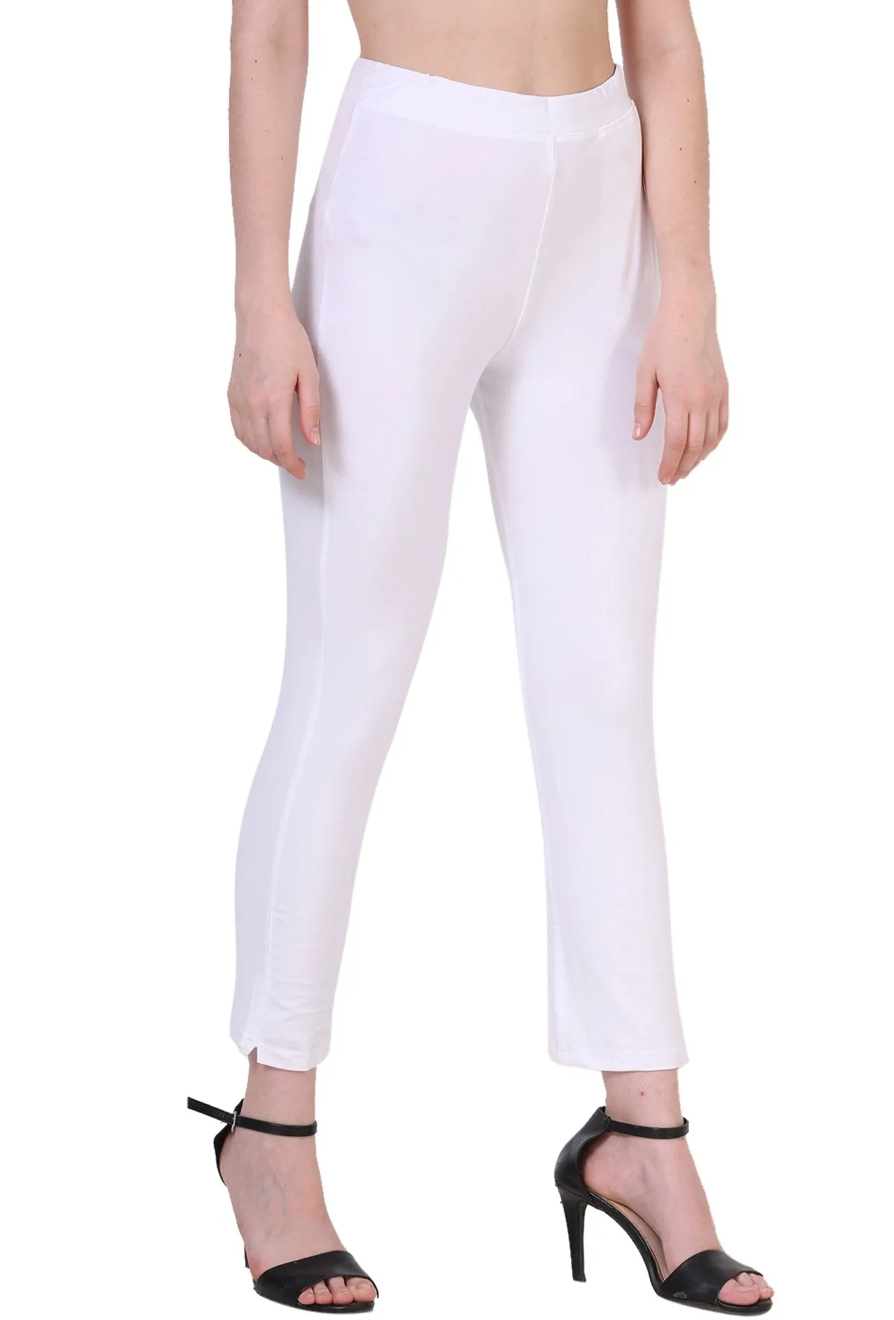 Sona Women's/Girl's International Soft  Cotton Regular Fit Straight Pants/Trouser-White