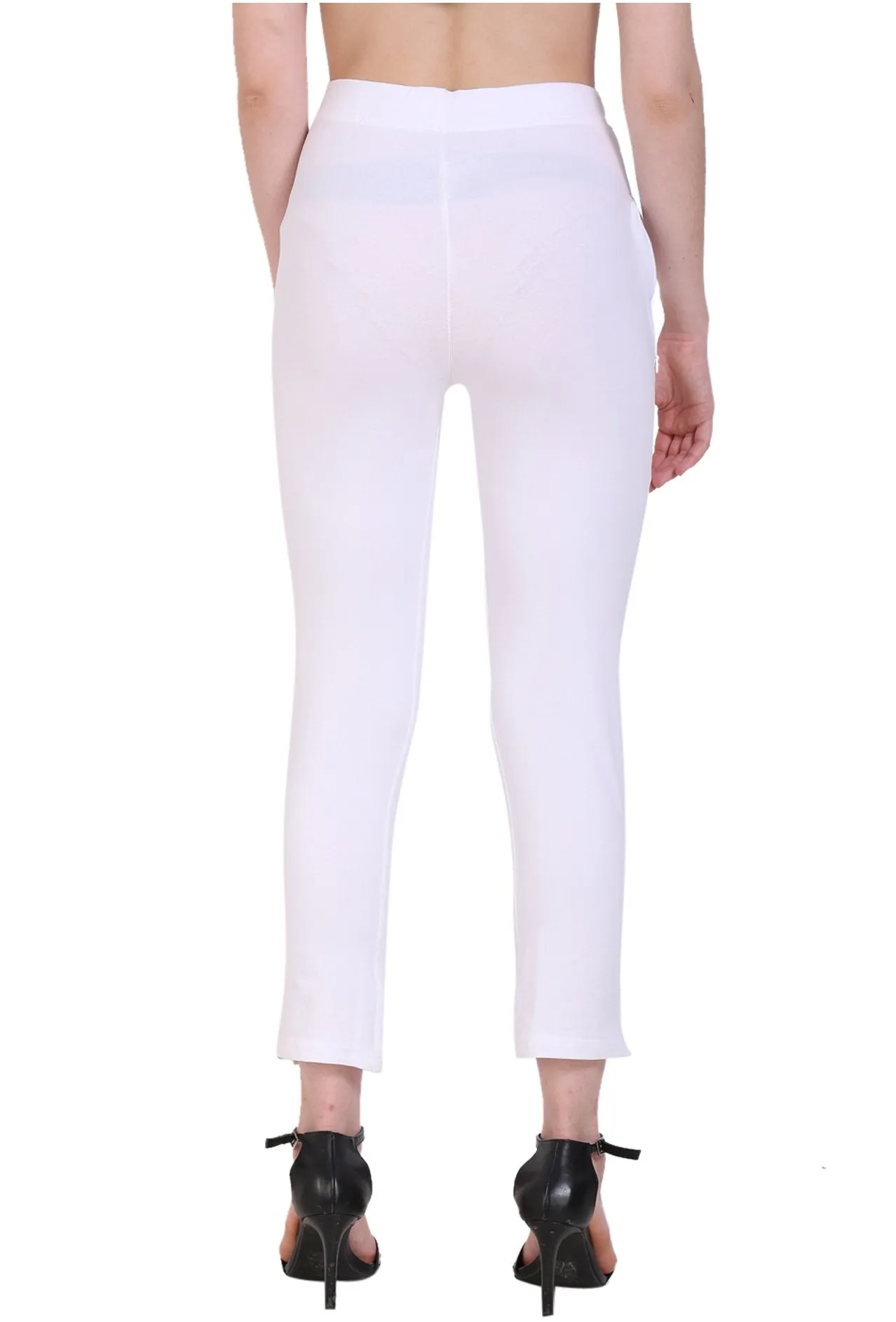 Sona Women's/Girl's International Soft  Cotton Regular Fit Straight Pants/Trouser-White