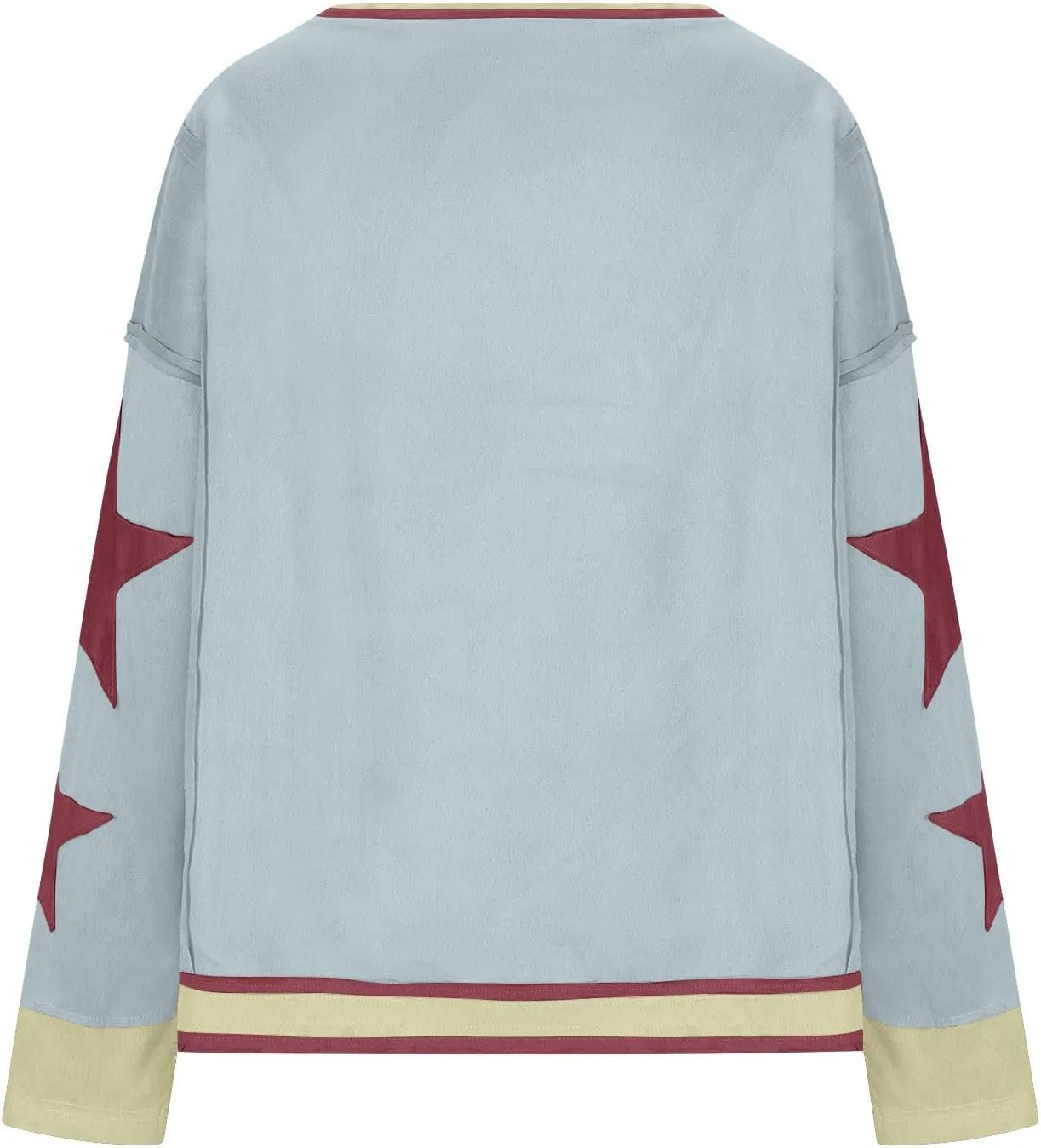 Star Sweatshirts for Women Trendy 2024 Long Sleeve Pullover Shirt Oversized Drop Shoulder Retro Blouse Fall Tunics