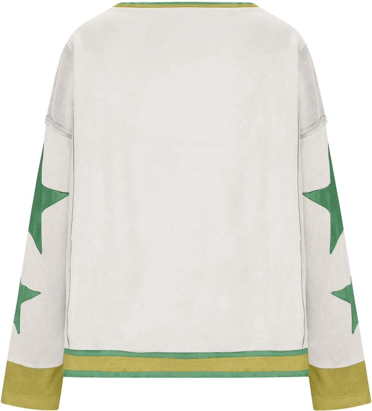 Star Sweatshirts for Women Trendy 2024 Long Sleeve Pullover Shirt Oversized Drop Shoulder Retro Blouse Fall Tunics