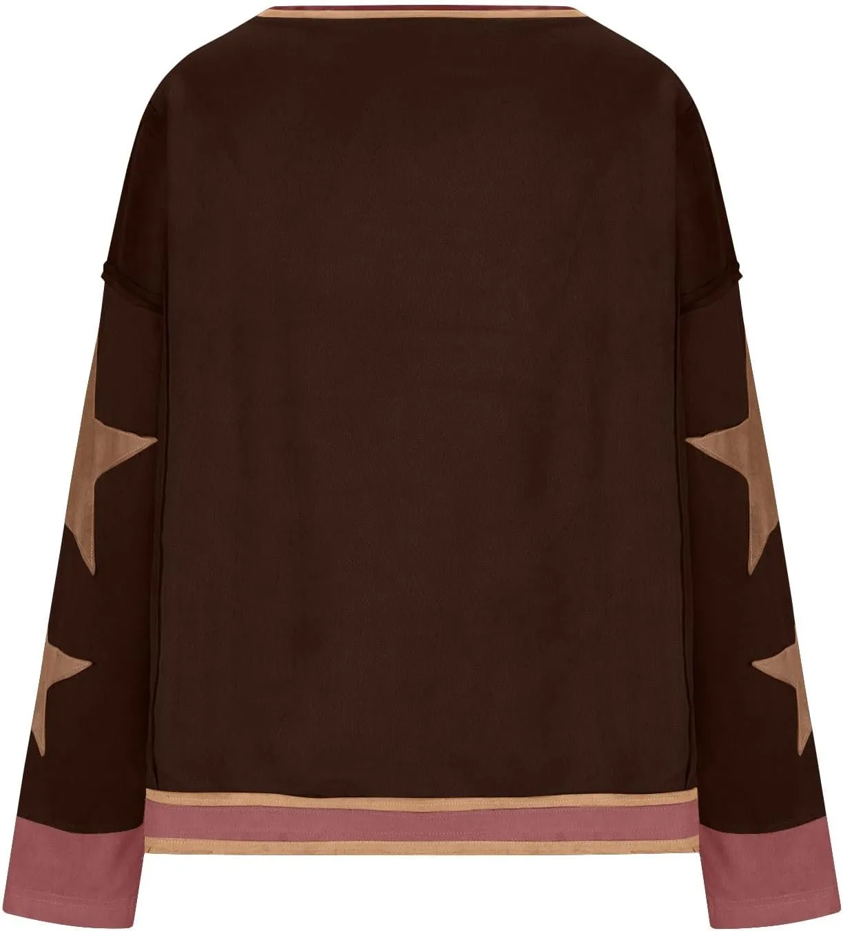 Star Sweatshirts for Women Trendy 2024 Long Sleeve Pullover Shirt Oversized Drop Shoulder Retro Blouse Fall Tunics