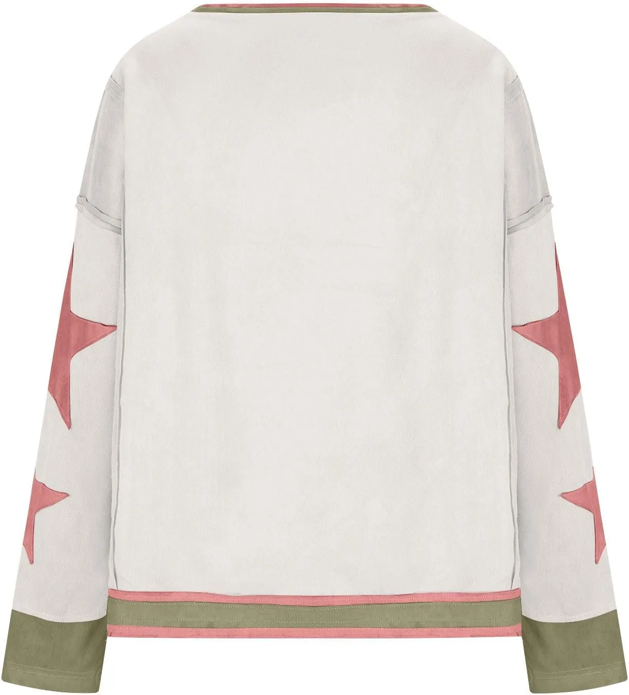 Star Sweatshirts for Women Trendy 2024 Long Sleeve Pullover Shirt Oversized Drop Shoulder Retro Blouse Fall Tunics