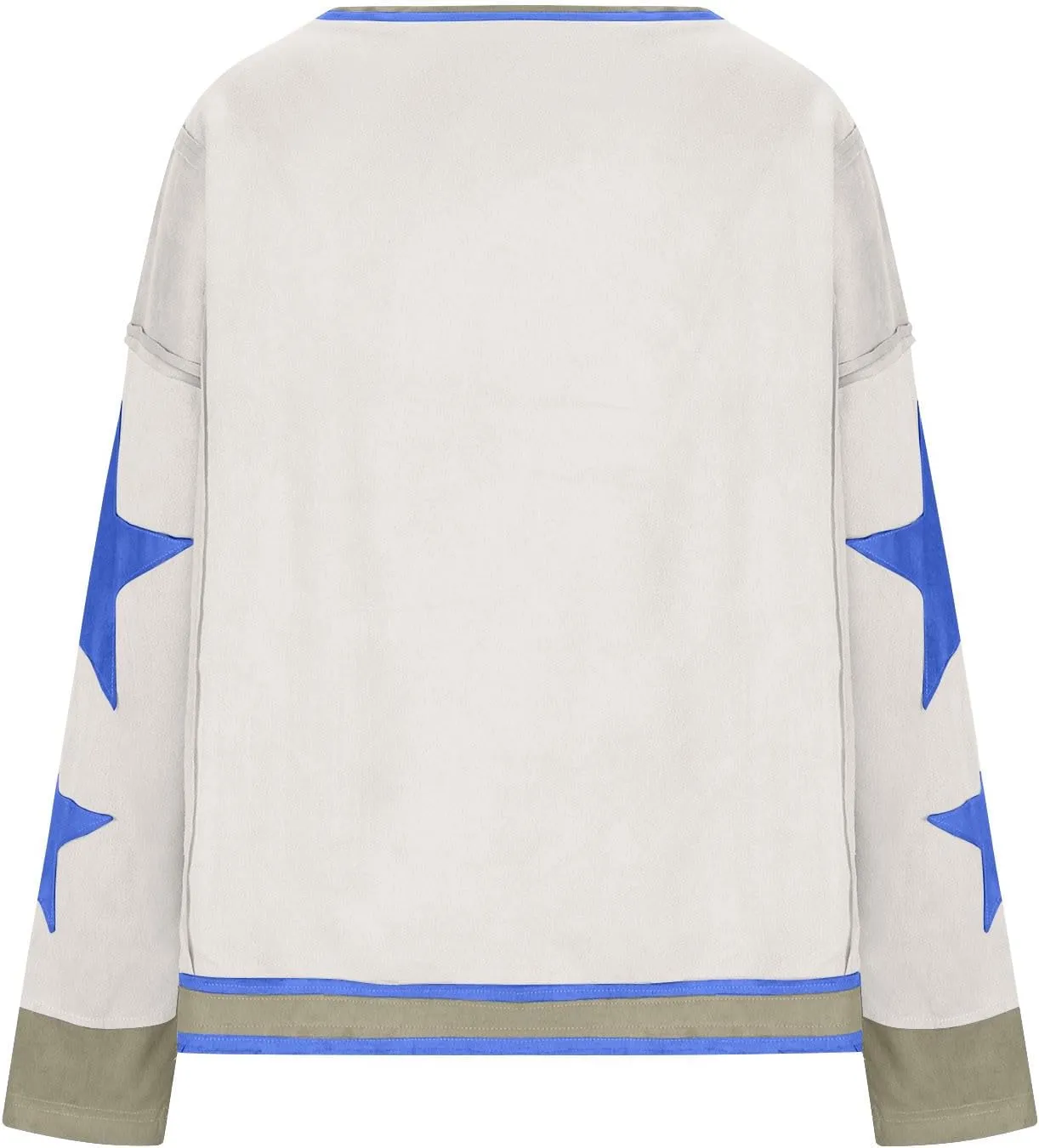 Star Sweatshirts for Women Trendy 2024 Long Sleeve Pullover Shirt Oversized Drop Shoulder Retro Blouse Fall Tunics