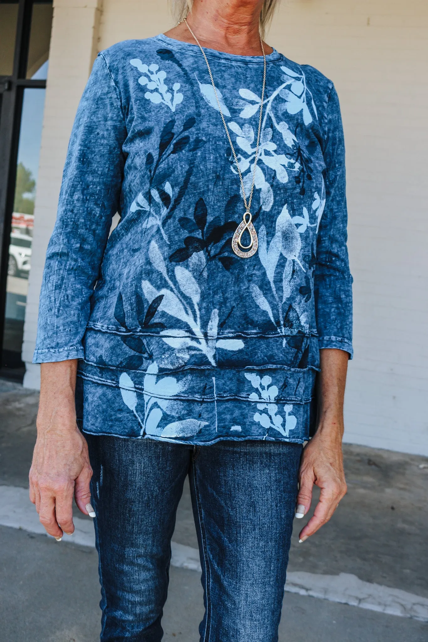 Stick With Me Sapphire Blue Floral Top