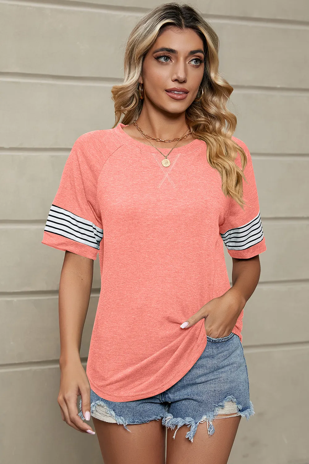 Striped Sleeve Classic T-Shirt