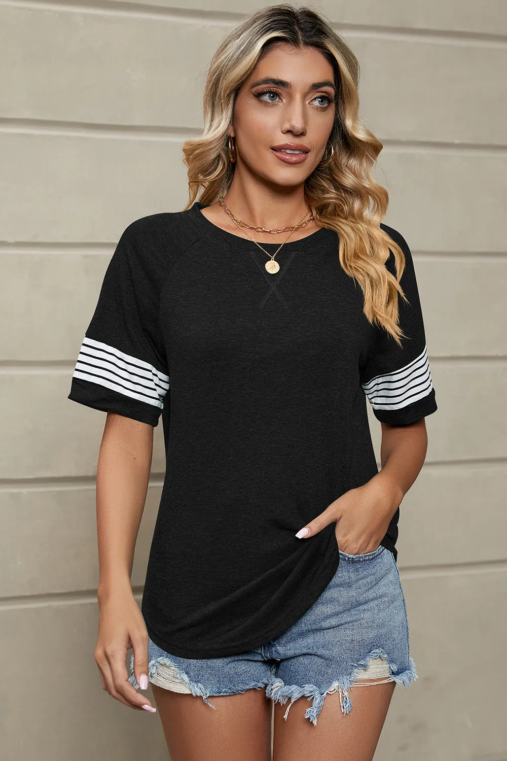Striped Sleeve Classic T-Shirt