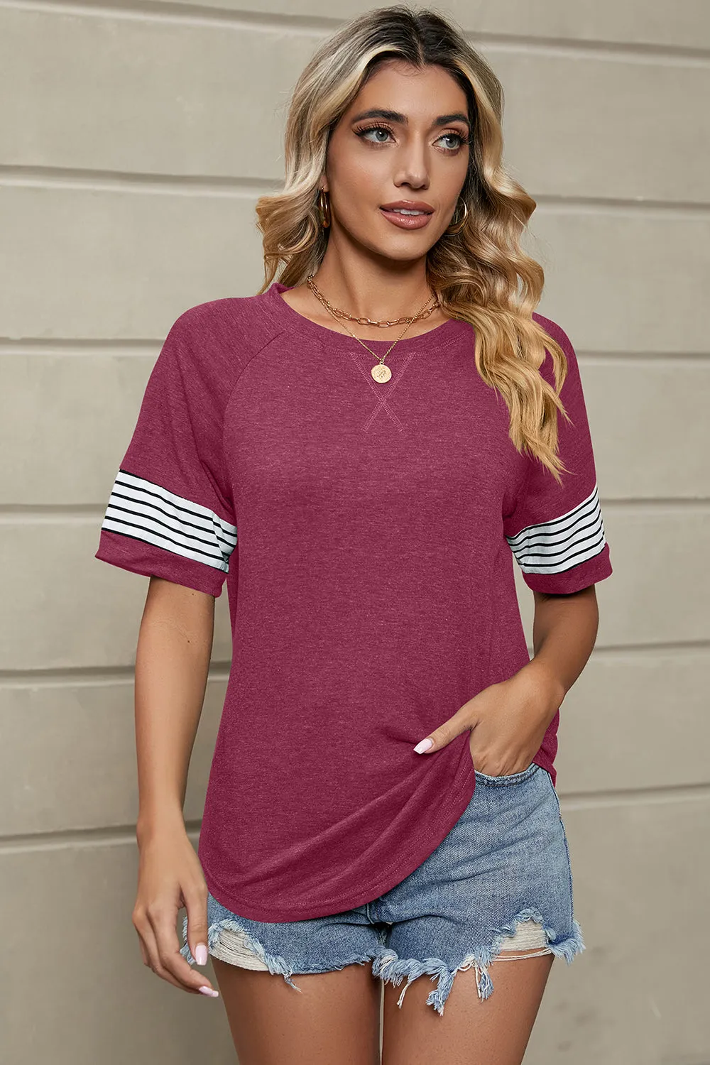 Striped Sleeve Classic T-Shirt