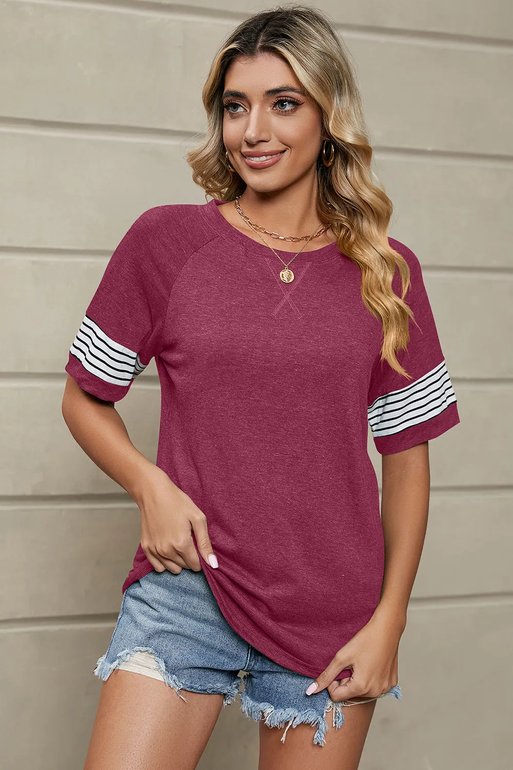 Striped Sleeve Classic T-Shirt
