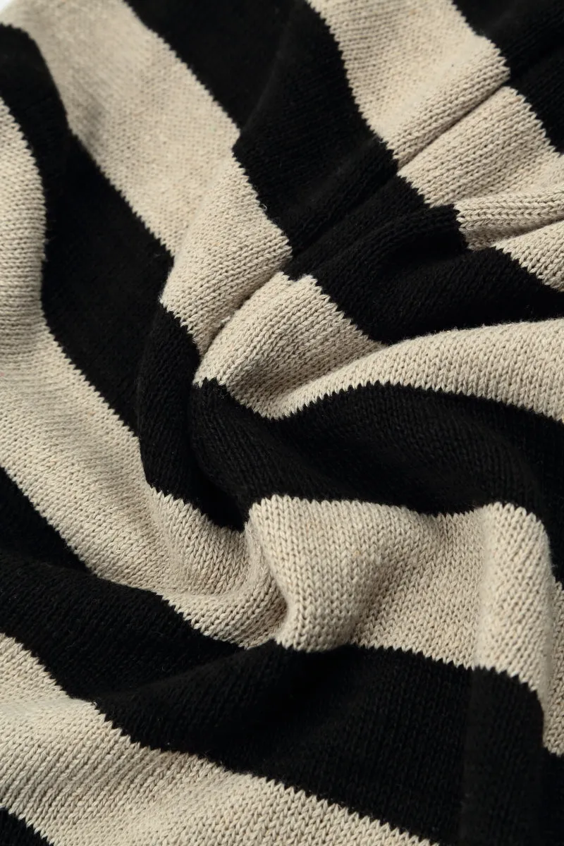 Stripy Dual Black Linen Jumper
