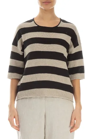 Stripy Dual Black Linen Jumper